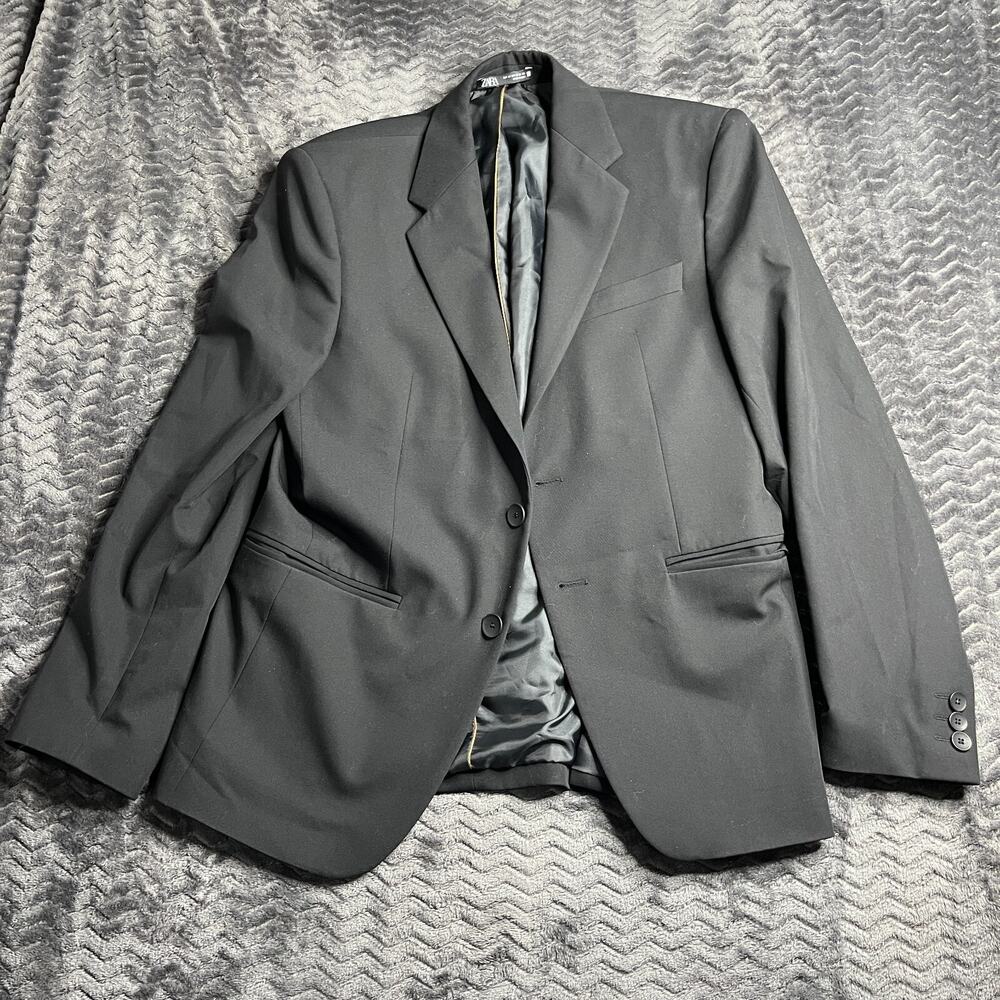 Zara Woman Jacket Blazer Black Collared Button Lined Size 36